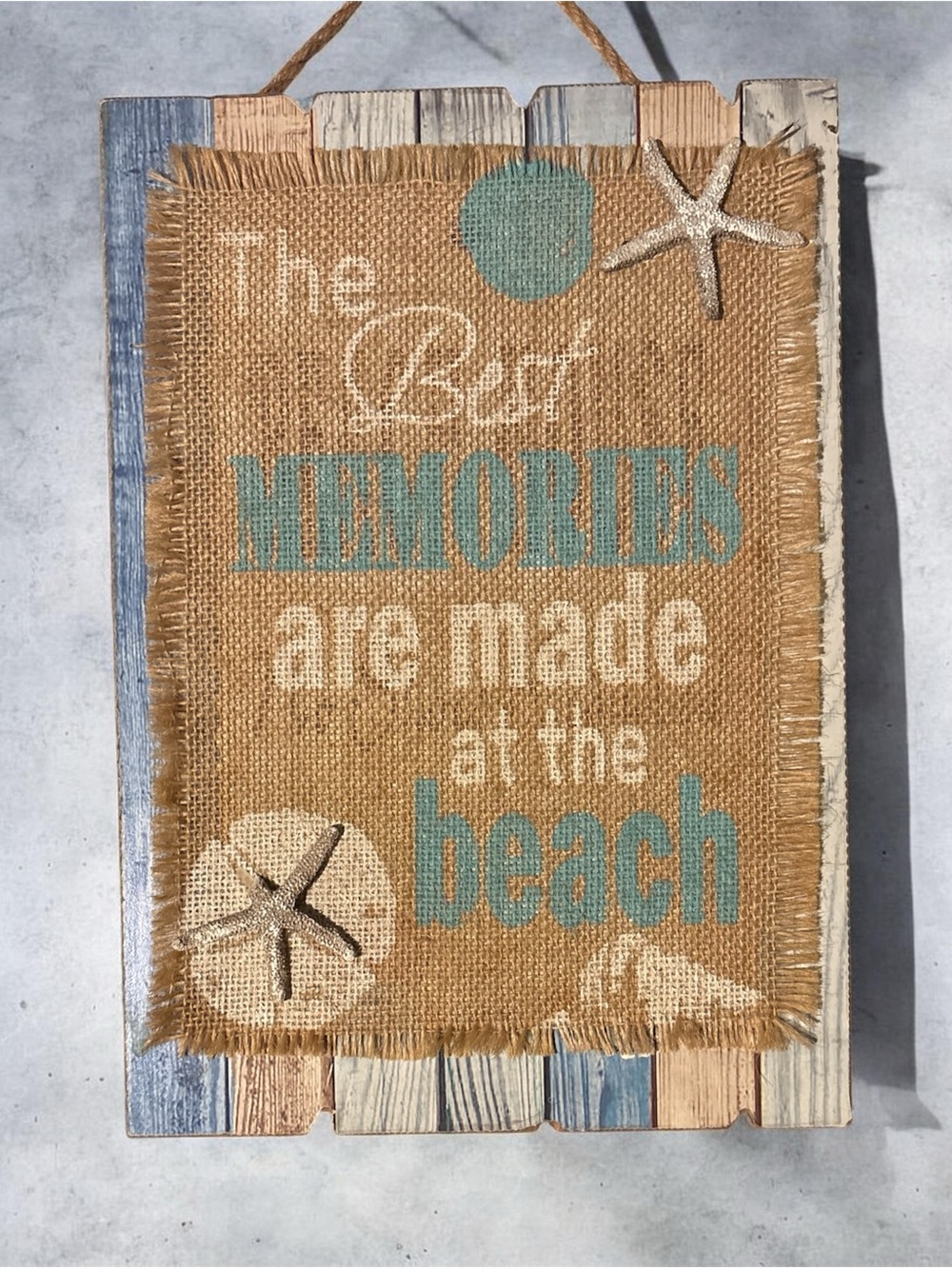 Rustic Wood/Burlap Beach Wall Decor – "The Best Memories Are Made At The Beach"